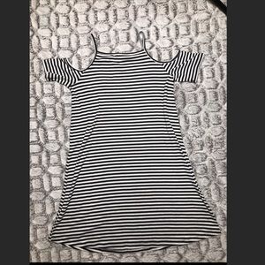 White and black striped dress